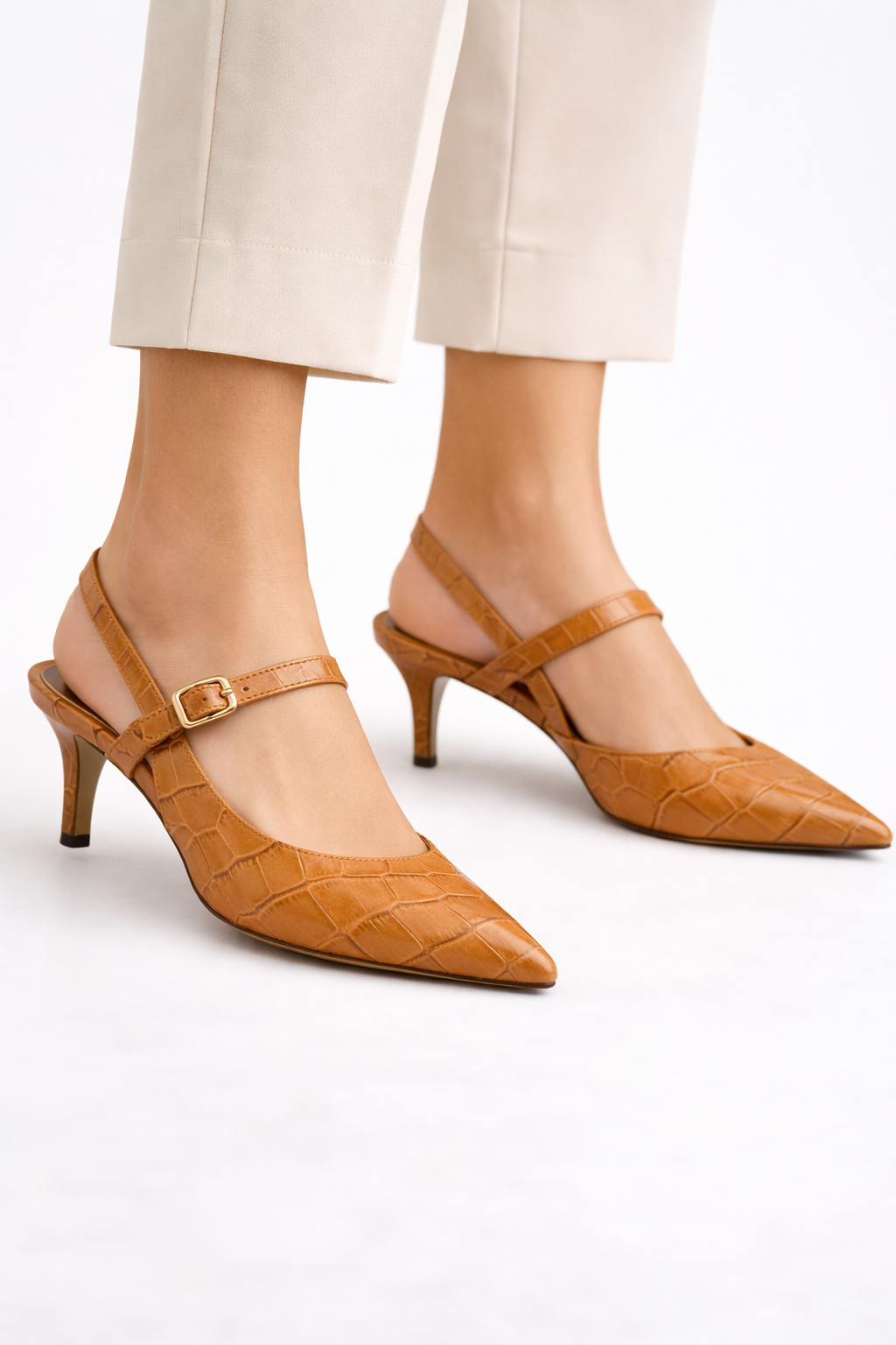 Décolleté slingback cocco – cuoio