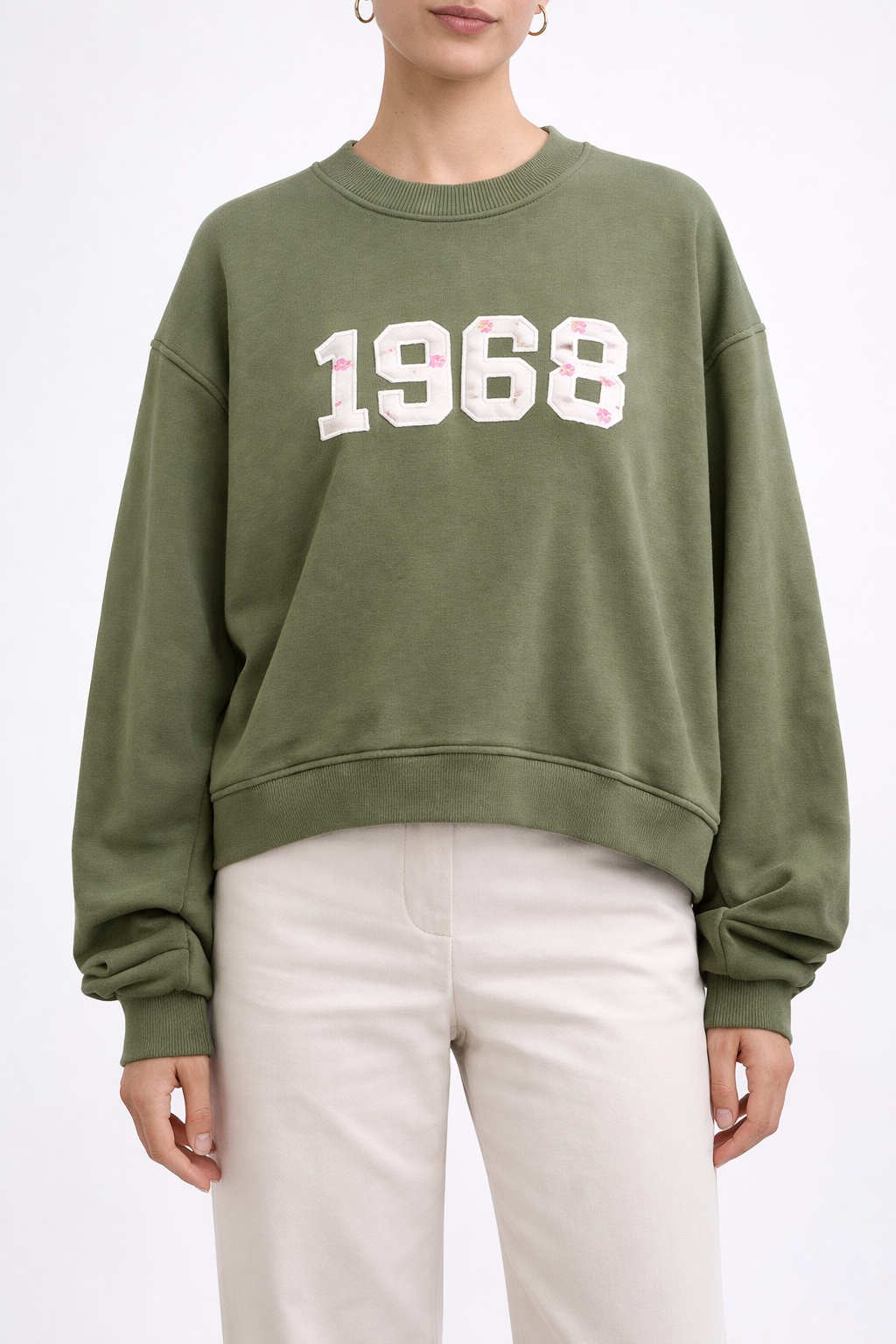 Felpa over “1968” – verde oliva