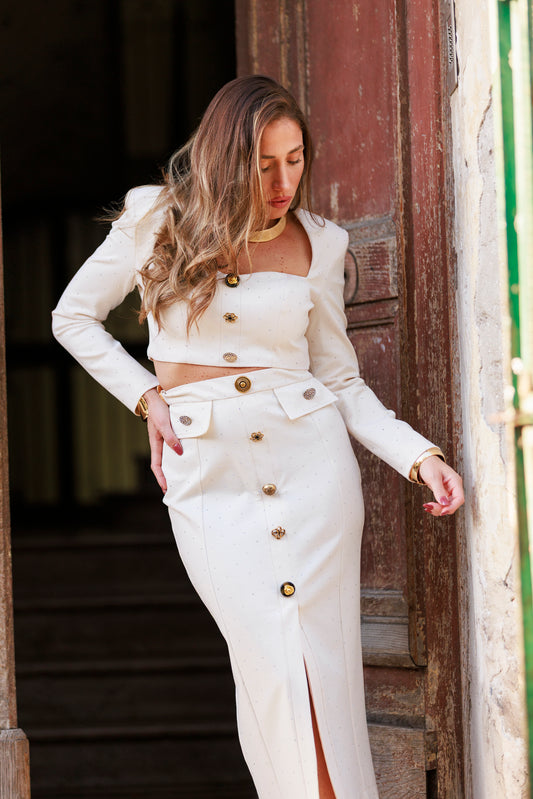 COORDINATO CREMA/SILVER SHIT