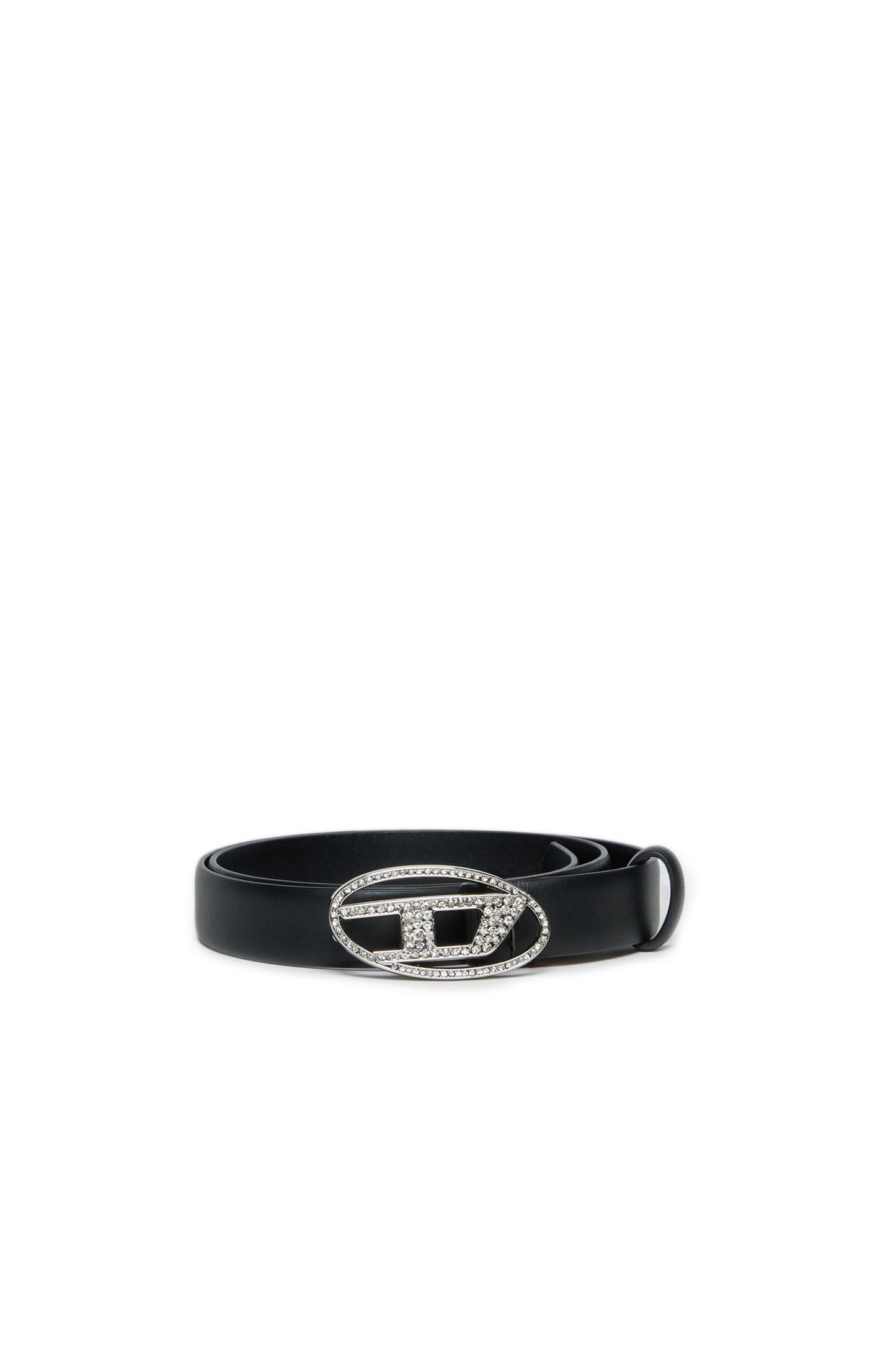 Cintura in vera pelle Oval D con strass