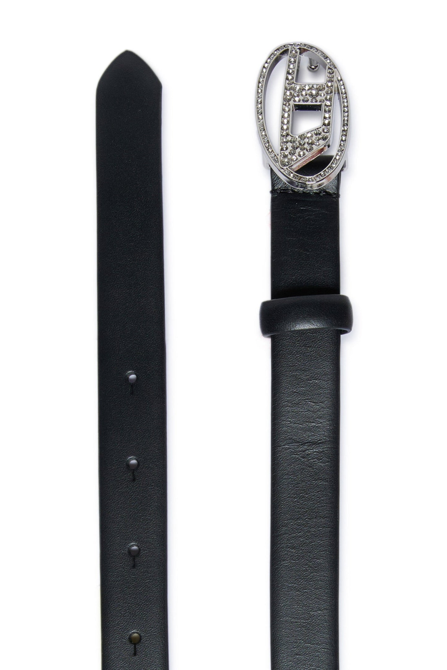 Cintura in vera pelle Oval D con strass