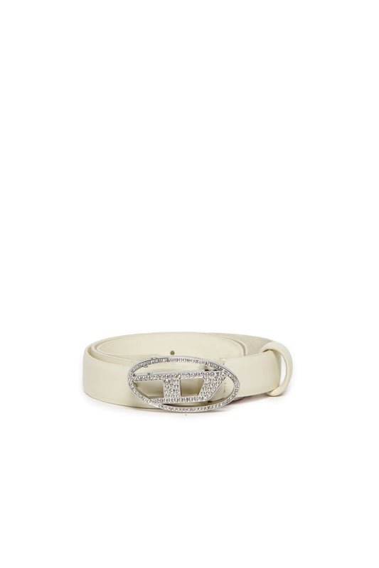 Cintura in vera pelle Oval D con strass