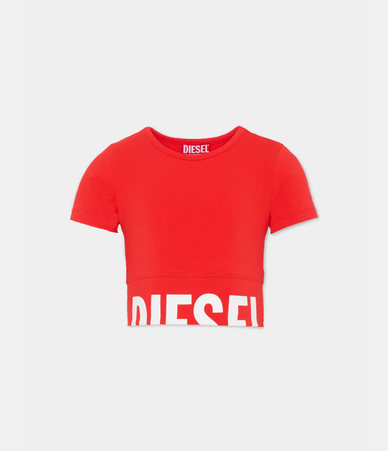 T-shirt crop con logo