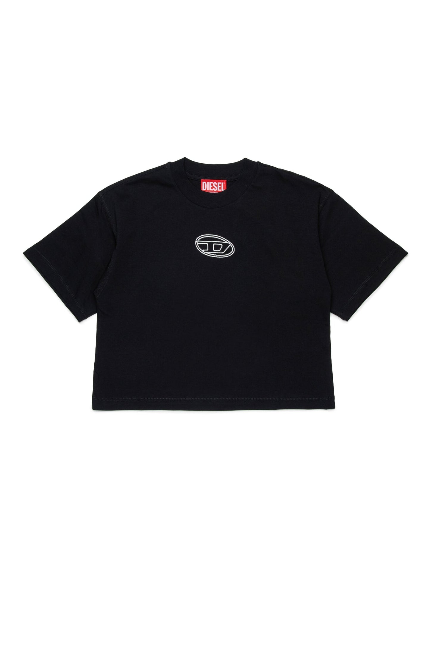 T-shirt boxy in jersey con logo Oval D