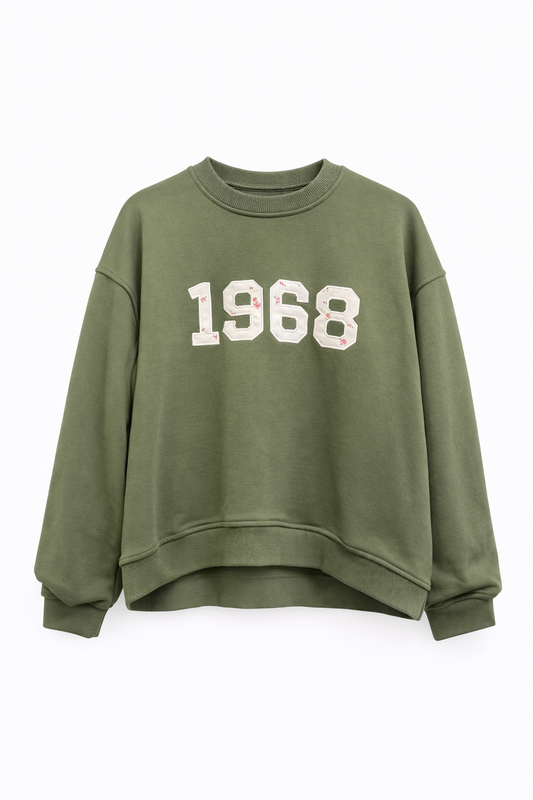Felpa over “1968” – verde oliva