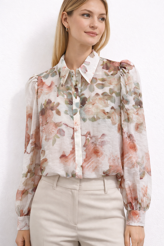 Camicia floreale in tessuto leggero